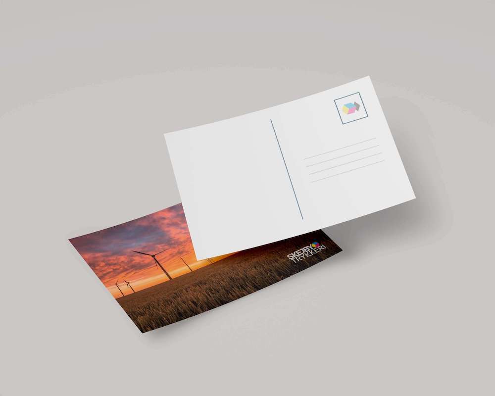 Send et postkort med eget motiv eller tryk, eller print. flot tryk på Almindeligt postkortpapir